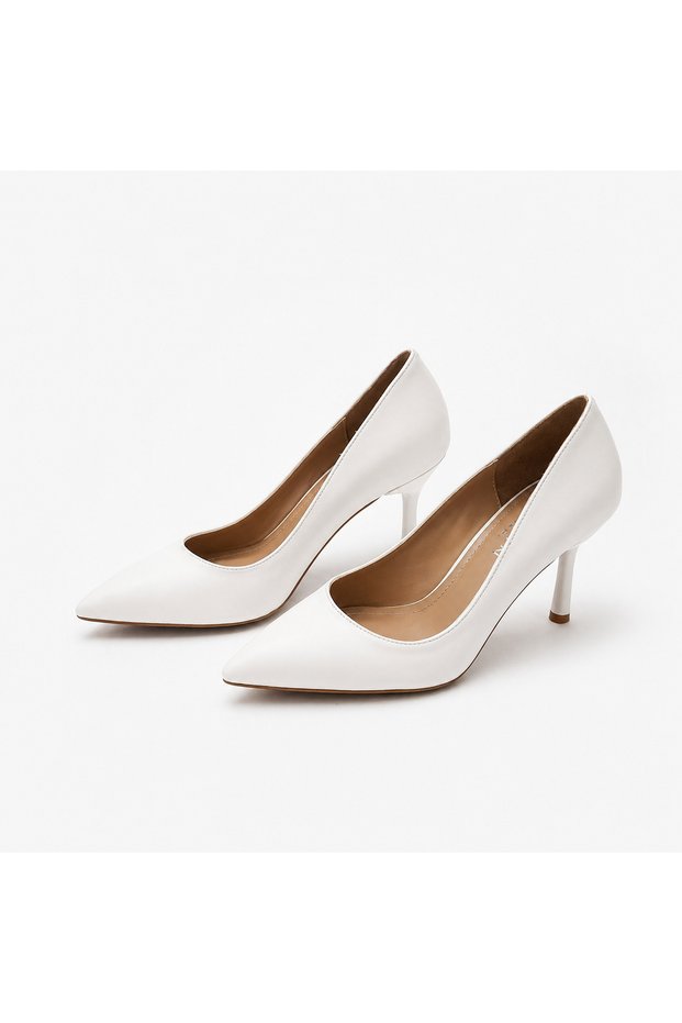 Genuine Leather Women's Stiletto 8 cm Stiletto Heel U Pointed Toe Classic Stylish Daily Shoes