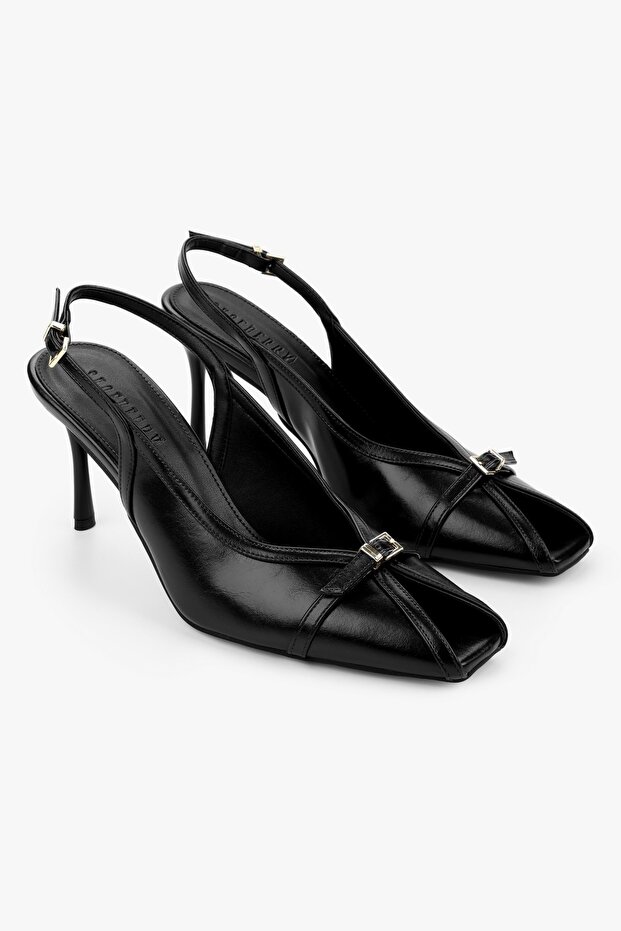 Women's Alea Black Leather Heeled Shoes