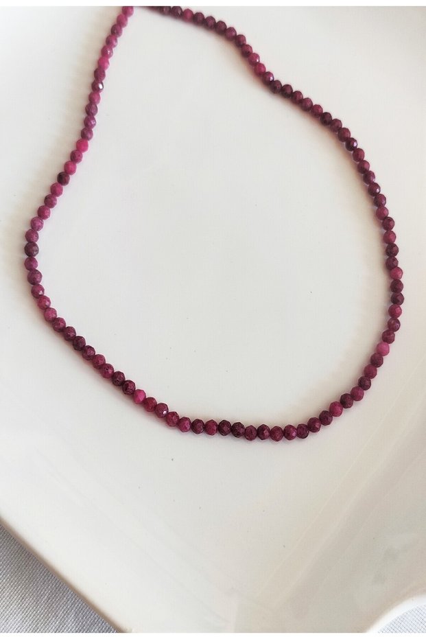 Certified 3.5 mm Ruby Natural Stone Necklace