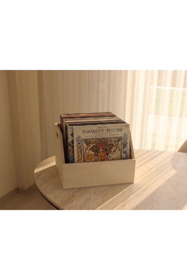 Natural Wooden Lp Record Box 12" Unvarnished - Organizer Box - Natural Wooden Lp Record Box 12"