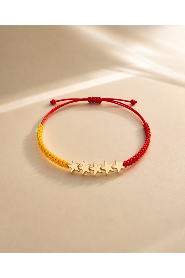 Yellow Red 5 Star Fan Bracelet Sportsman Bracelet Gift Unisex