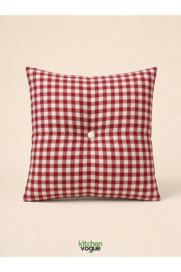 Pötikare Picnic Cushion Pillow Red Checkered Garden Balcony Camping Sitting Cushion Comfortable Portable