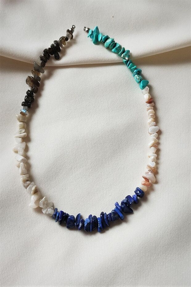 Certified Sagittarius Natural Stone Necklace (Lapis Lazuli, Turquoise, Moonstone, Labradorite)
