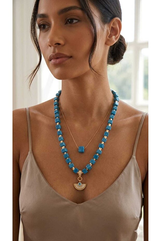 Glass Bead Evil Eye Necklace
