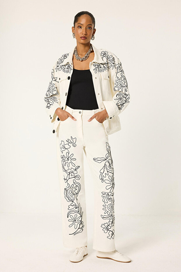Embroidered Jacket and Pants Set