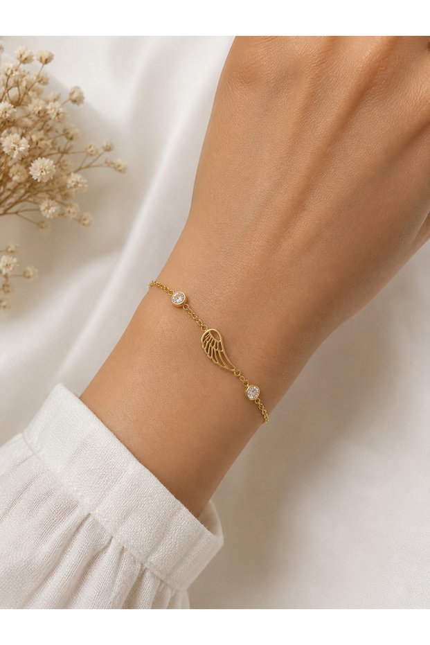 Angel Wing Stone Women's Bracelet 316L Steel Stylish Gift Bracelet