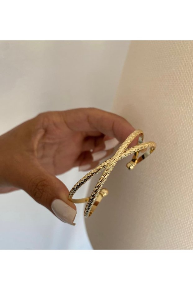 Cross Detail Handcuff Bracelet