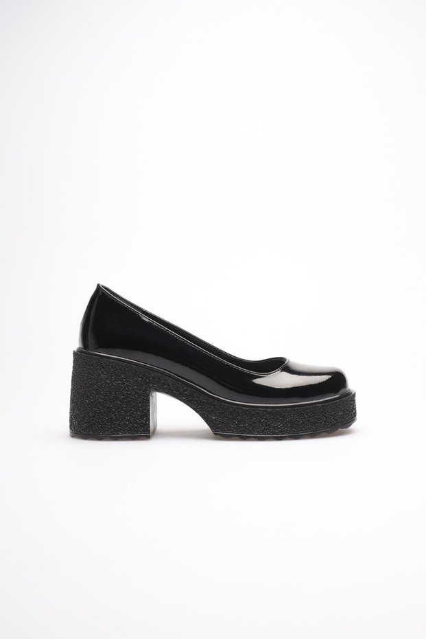 Women's Black Patent Leather Casual Shoes Fs06Ms04A