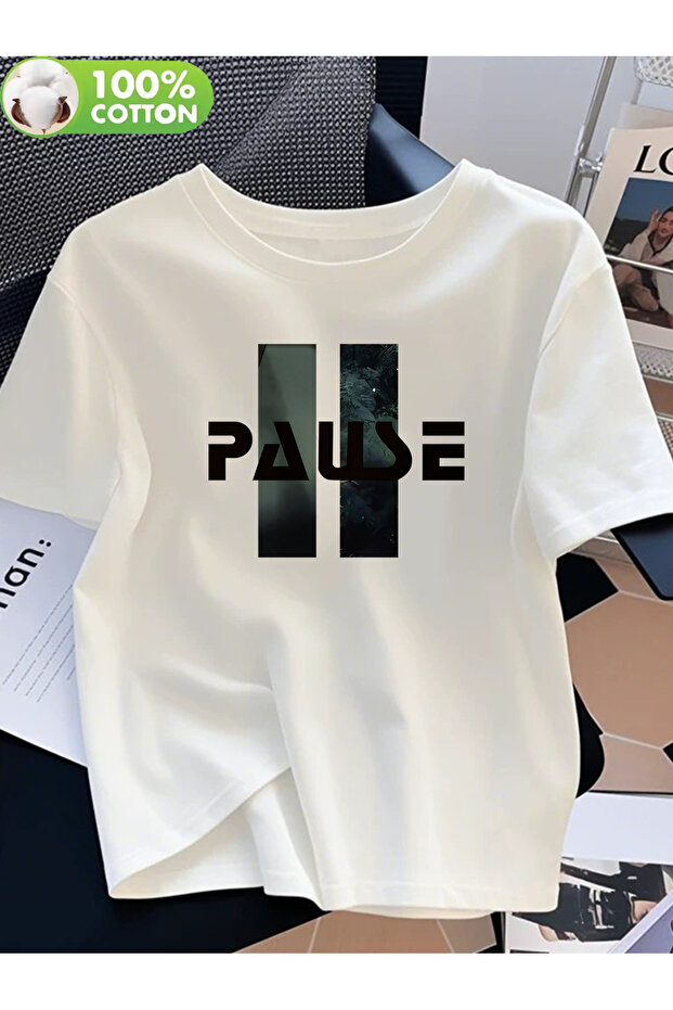 تيشيرت بتصميم مطبوع من Pause للجنسين