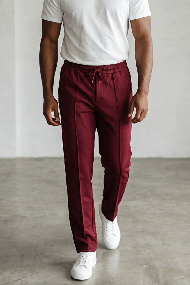 Men's burgundy oversized cima pattern modal jogger sweatpants