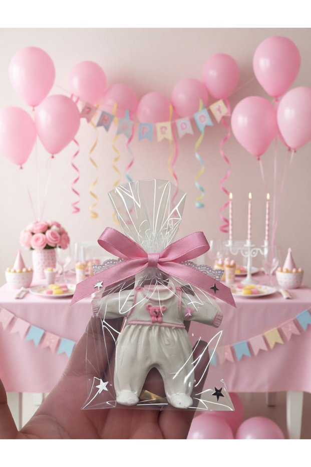 Pink Baby Romper Shaped Polyester Baby Candy Object 10 Pieces