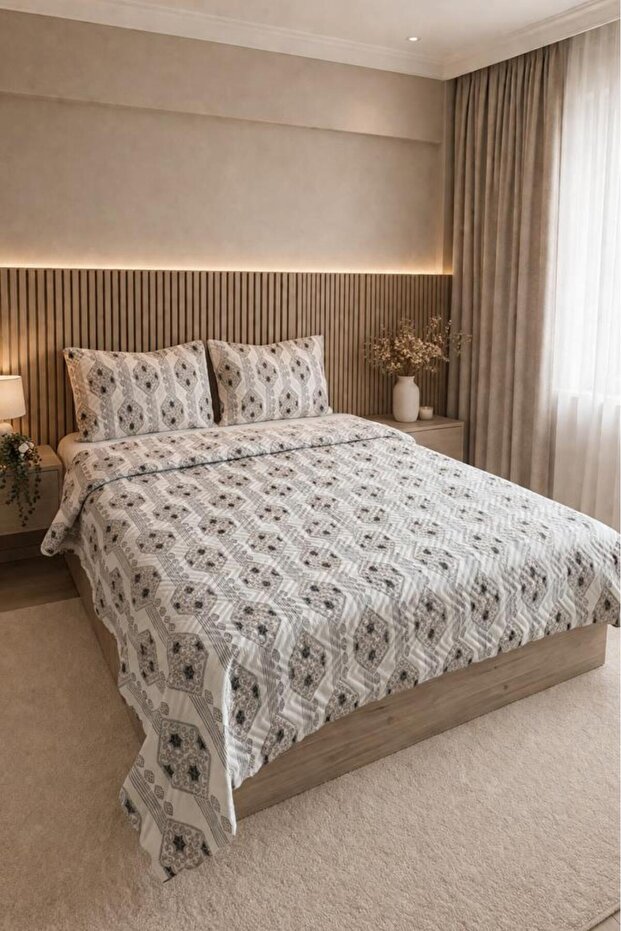 Ultrasonic Quilted Zentera Double Pique Set 195X235 cm Beige