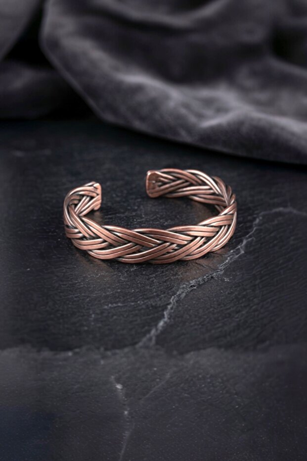Special Series Handmade Pure Copper Men's Handcuff Bracelet - Unisex-Wide Model