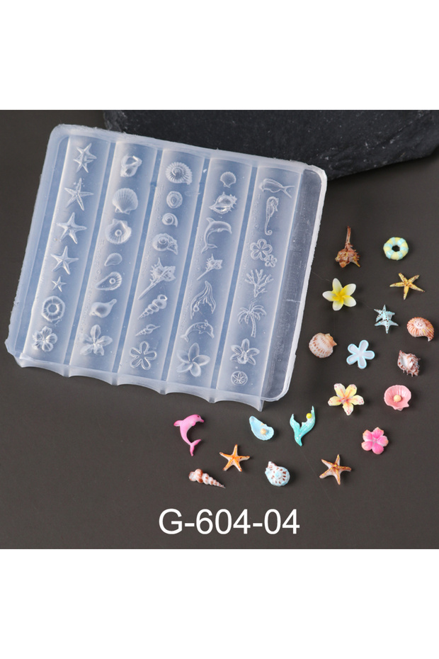 G-604-04 Ocean World Series Nail Art Silicone Mold Summer Underwater World Creature Starfish Seashel