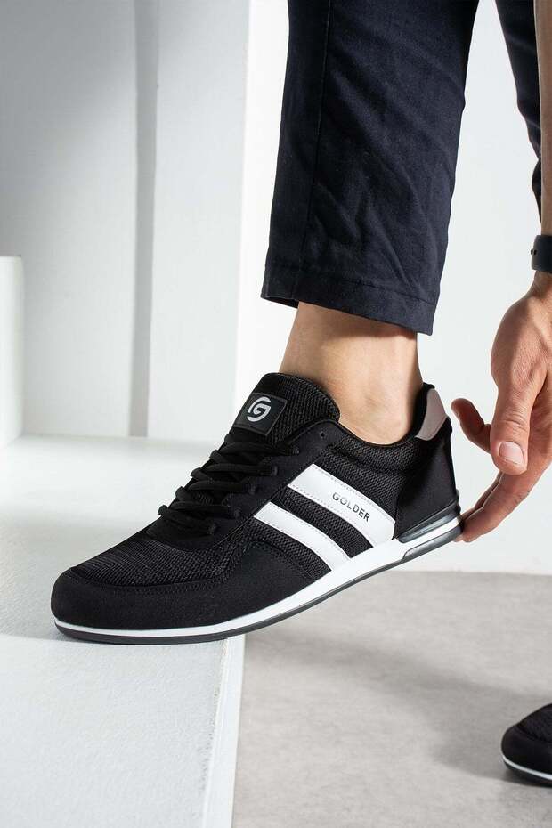 Men's Sneaker Daily Comfortable Sole Sports Shoes Black White