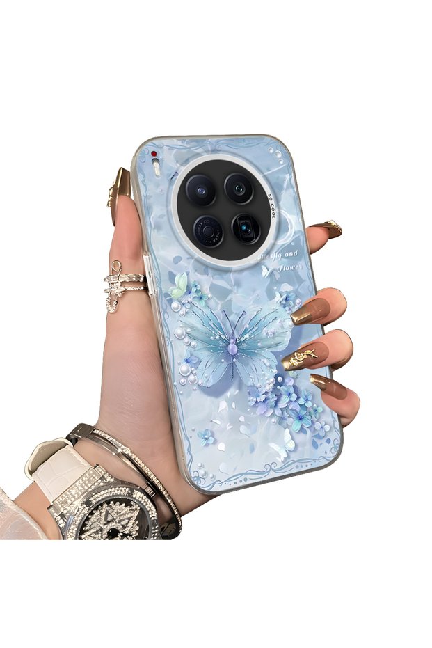 Tecno Camon 40 Premier 5g Compatible Silicone Edge Hard Back Anti-Fall Phone Case Butterfly Pattern