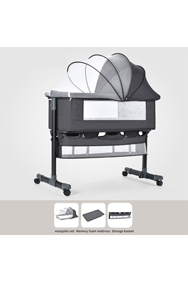 Baby Crib with Mosquito Net M-098 Gray