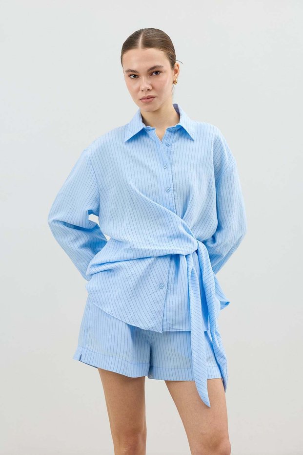 Baby Blue Modal Blend Tie-Dye Women's Shirt