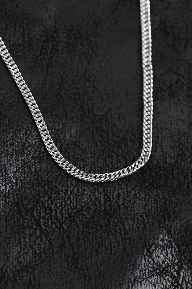 316L Steel Curb Model Chain Silver Color Men's Necklace 5886