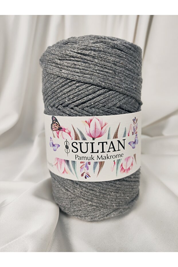 Cotton Macrame Dark Gray Hand Knitting Yarn 250Gr.-100Mt. (1 Piece) - Color: 0006