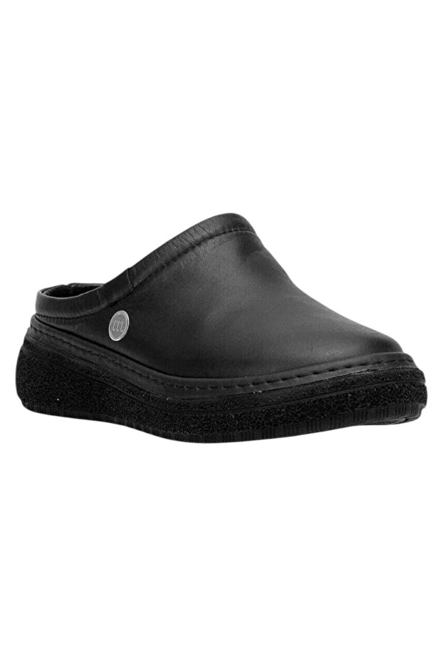 D26Yt-6140-B Black Women's Comfort Leather Slippers