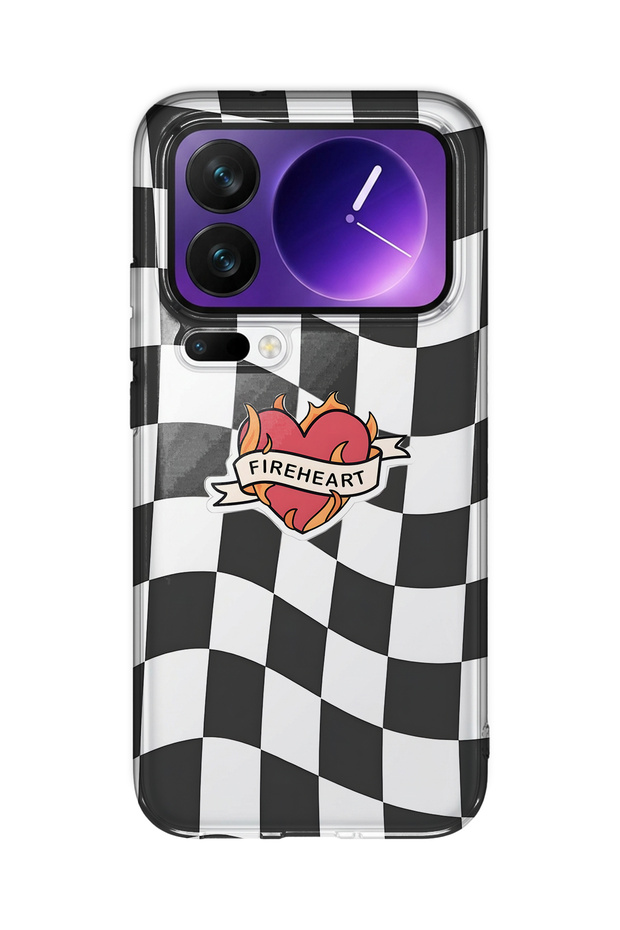 Xiaomi 17 Pro Max Compatible Fireheart Square Pattern Transparent Phone Case