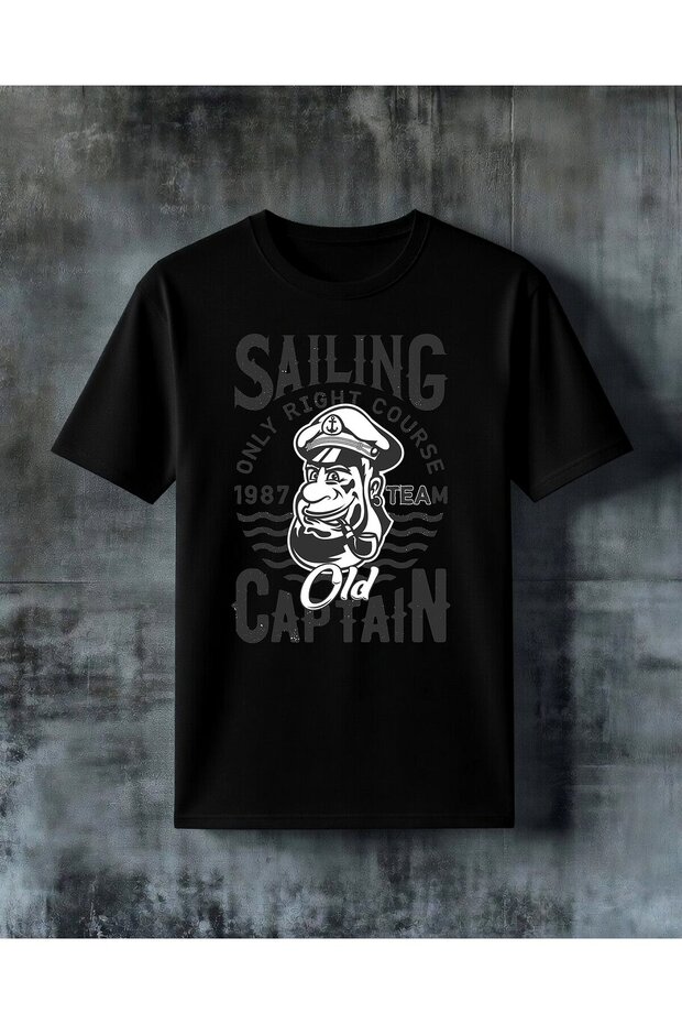 Sailing Old Captain Printed Oversize T-Shirt