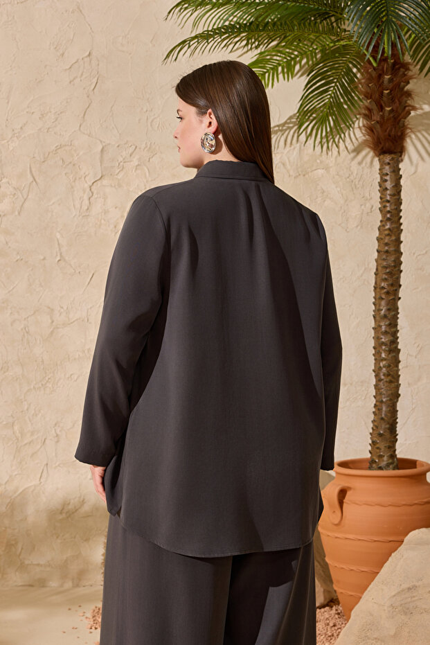 Anthracite Half-Pleated Blouse - 5