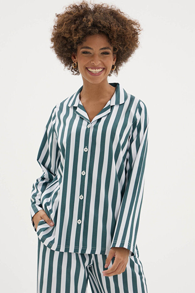 New Top Quality Women's Apaj Collar Women's Gaffur Patterned Pajama Set