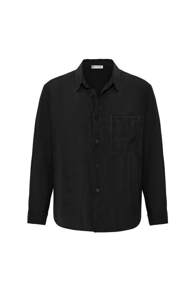 Oversize Long Sleeve Single Pocket Modal Fabric Shirt