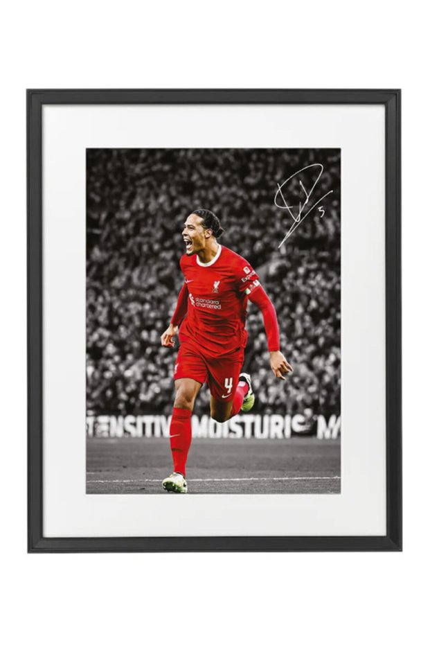 Virgil van Dijk Liverpool Printed Autograph - Framed Poster 50x40cm - Football Memorabilia, Soccer Collectible, Gift for Fans , Man Cave