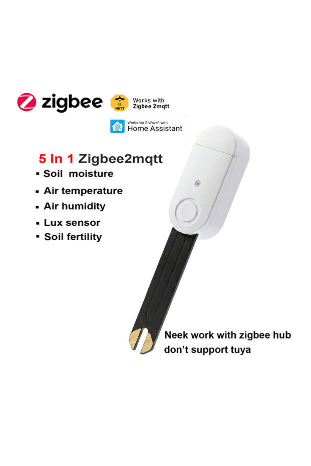 جهاز اختبار التربة الذكي 5 في 1 بتقنية Zigbee 3.0 لقياس الإضاءة والرطوبة ودرجة الحرارة ومستشعر الرطوبة للنباتات في الحديقة