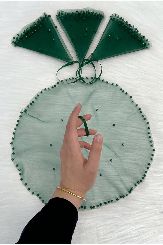 Emerald Green Bride Groom Handkerchief, Pearl Embellished, Henna Halay Wedding Bridesmaid Sunnet Promise Engagement Bride Party, 1 Piece