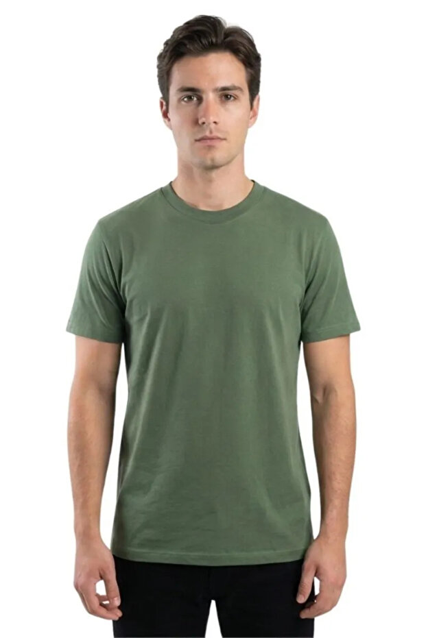 Single Jersey O-Neck Men's T-Shirt 2020-1 Apple Green
