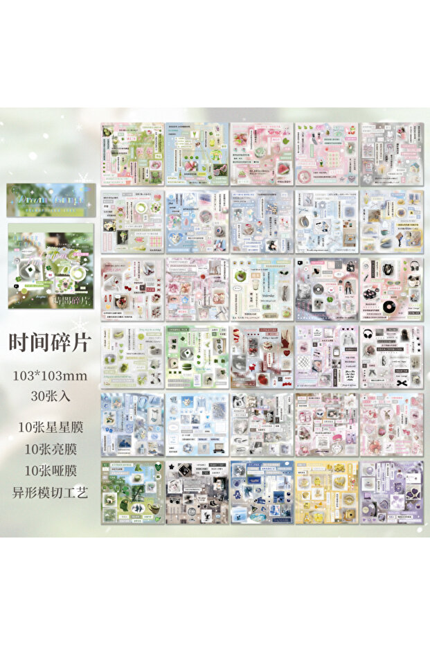 A 30 Sheets Cute Die-Cut Sticker Book - Hand account Decoration Scrapbooking Decals for Junk Journa.
