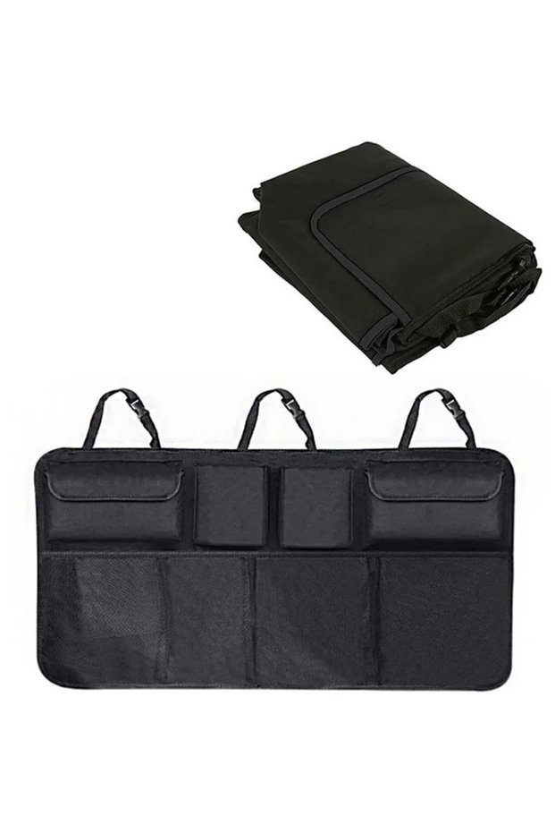black Waterproof Car Trunk Storage Bags Auto Rear Seat Backrest Hanging Bags Storage Net Bags Organi