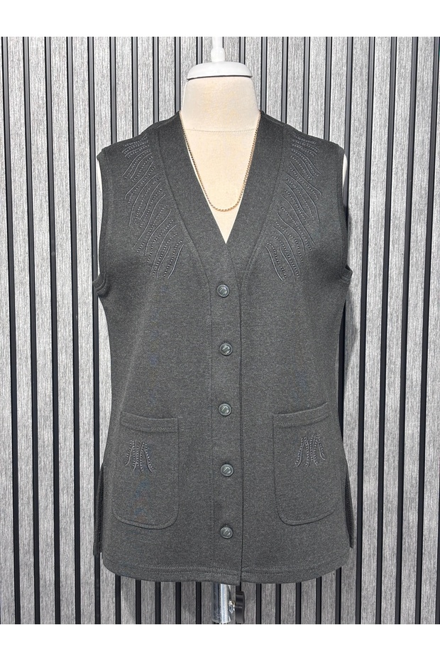 Steel Knit 5-Button Embroidered Mother's Vest