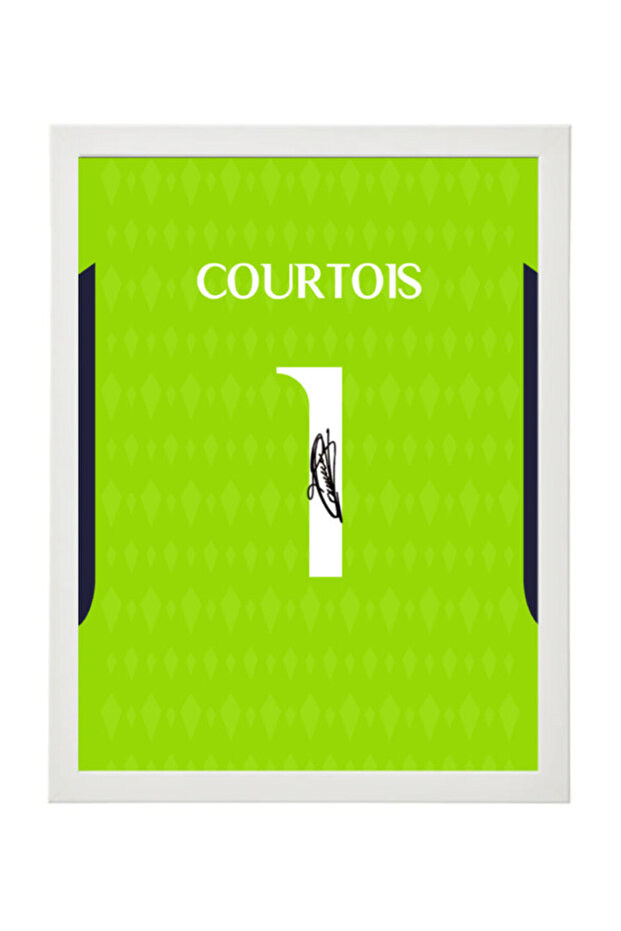 Thibaut Courtois Real Madrid 2023-24 Autographed Jersey Poster with Frame 30x40cm