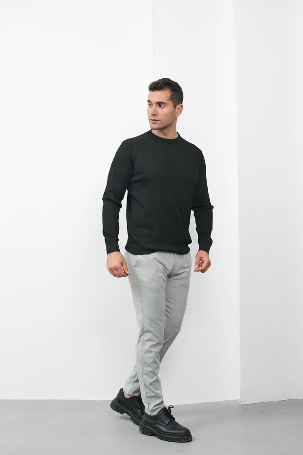 Wick Patterned Crew Neck Sweater - 5