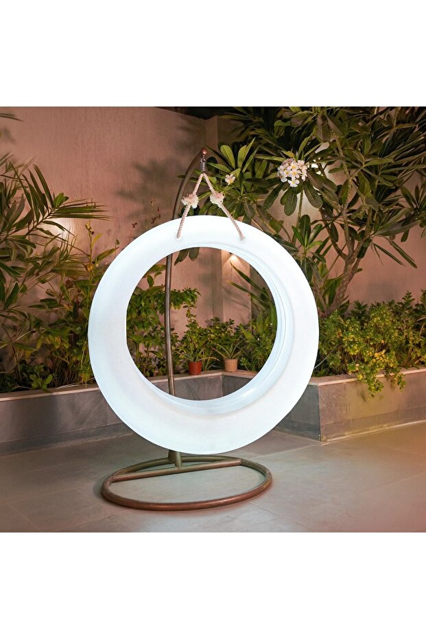 أرجوحة دائرية بإضاءة LED كبيرة الحجم 118 × 117 سم من البلاستيك LLDPE بدون حامل