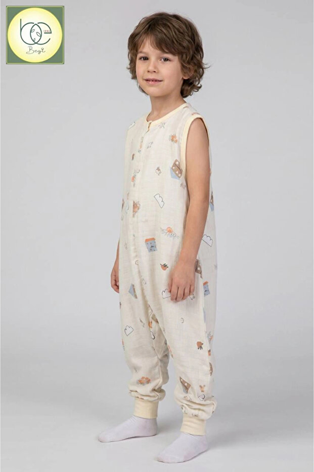 Muslin Wide Strap Children's Sleeping Bag 100% Cotton Fabric 0.5 Tog