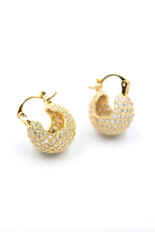 Glb-Stl41414 Stone Ball Earrings - Gold