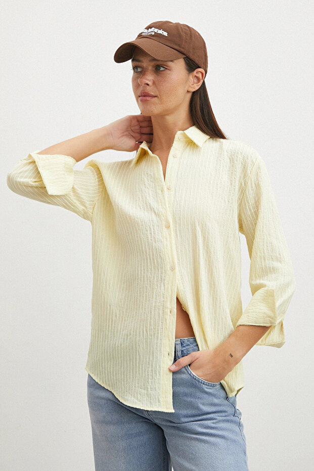 Striped Patterned Shirt Yellow - 1