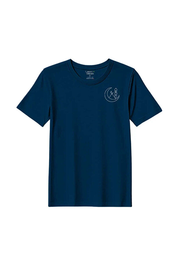 Eid T-Shirt - Moonlit Mosque Outline Embroidered Design, Premium Polycotton, Breathable Unisex Festive Wear for Men & Women