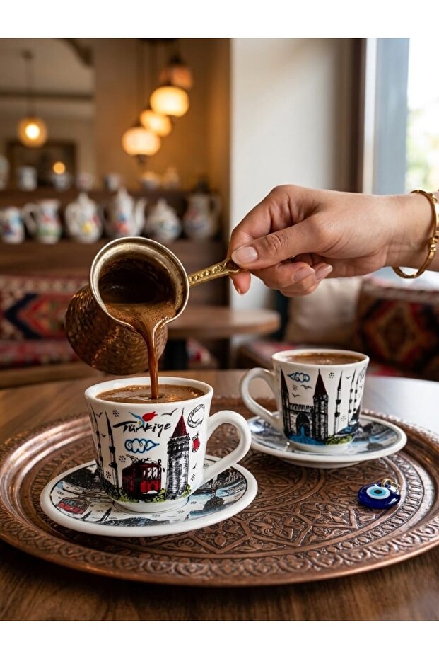 Istanbul Patterned 2-Piece Turkish Coffee Cup Set
