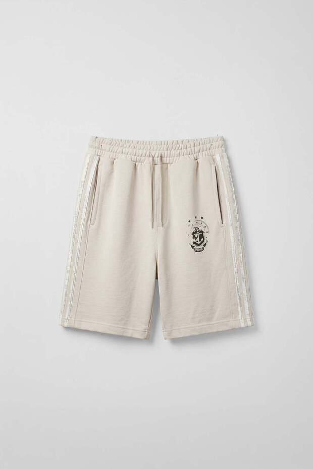 Men's Relaxed Fit Hope Fabric Stripe Detailed Shorts Beige