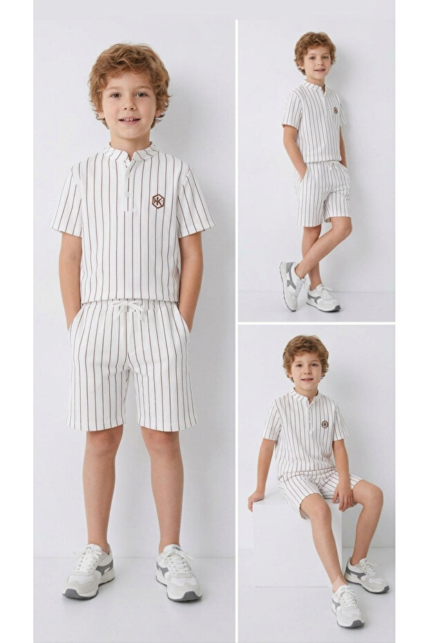 Striped Double-Breasted Boys' Suit