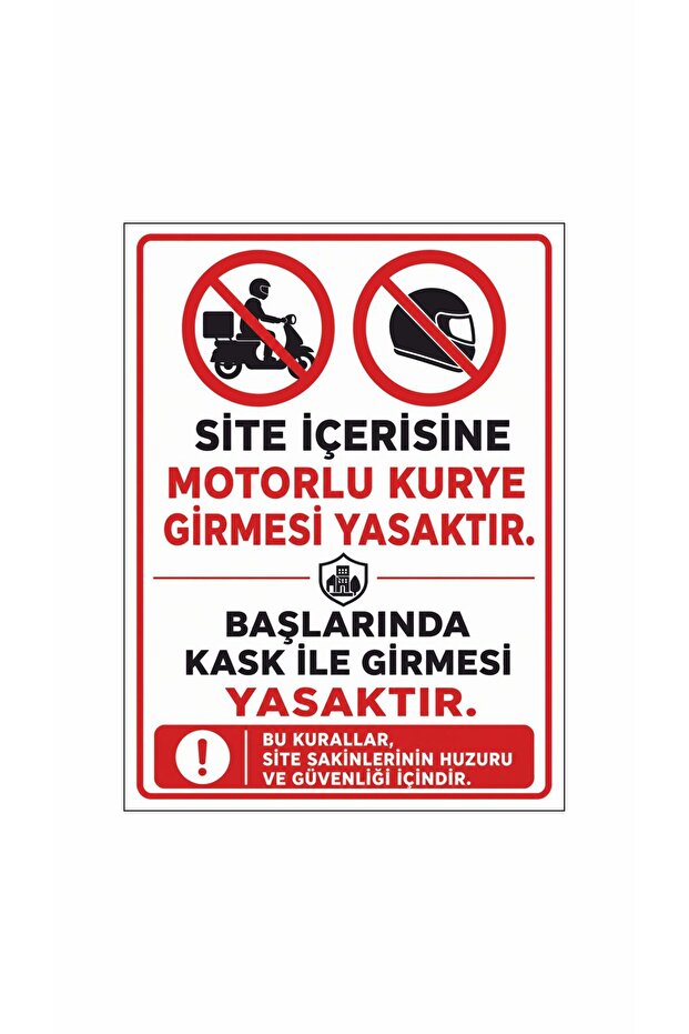 Motorized Courier Entry to the Site Is Prohibited Entrance with Helmets Is Prohibited Warning Sign 40X30 cm 3mm Foil Printing on Forex