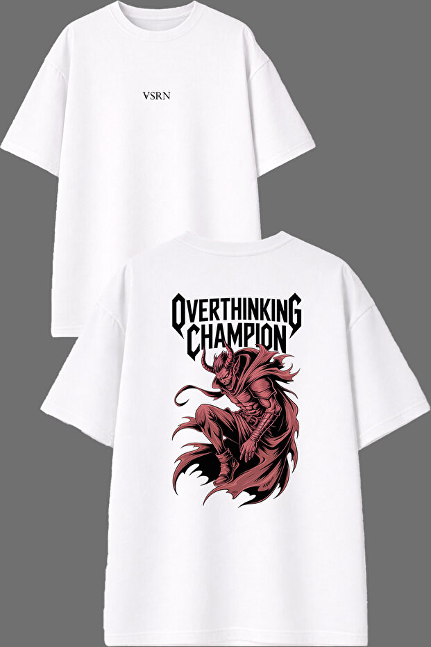 Overthink Design Front and Back Printed White Oversize T-Shirt