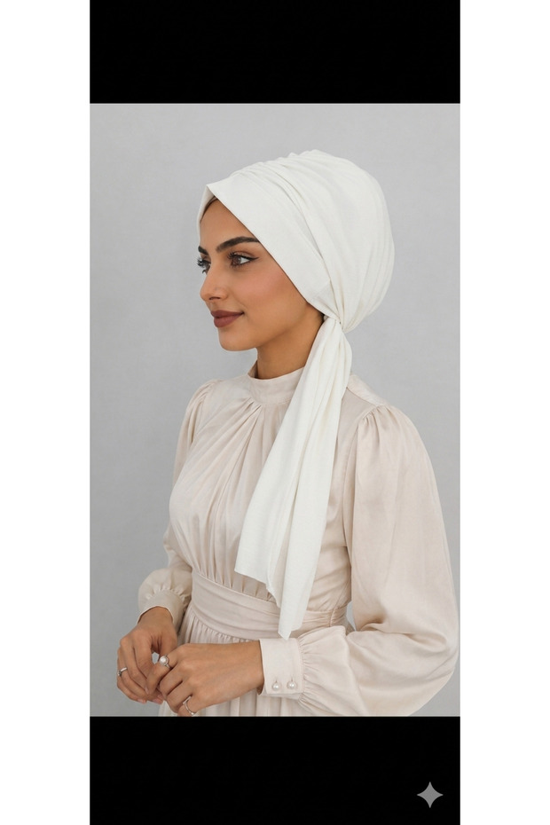 Design Dubai Hijab Ready-To-Wear Bone Shawl White